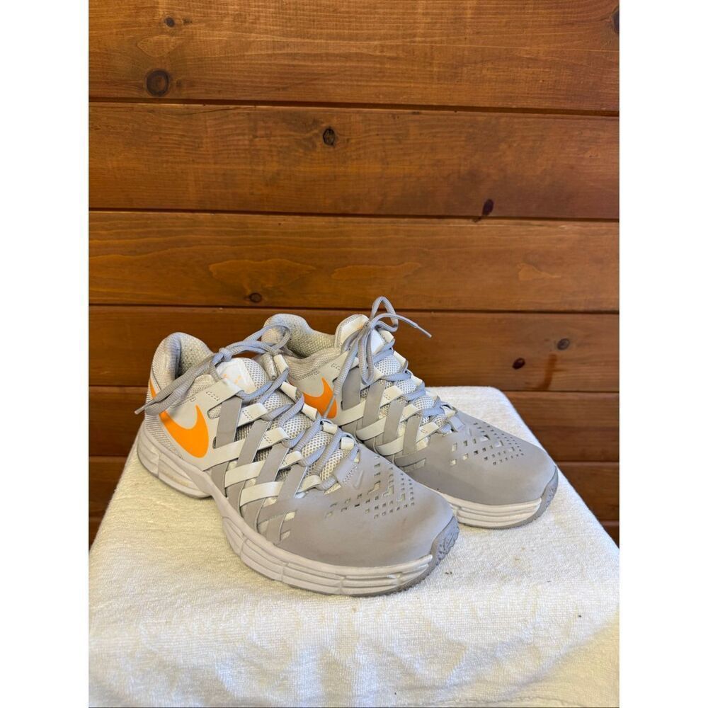 Nike Men's Lunar Fingertrap TR cross trainer sneaker light grey/Orange Sz 10 898